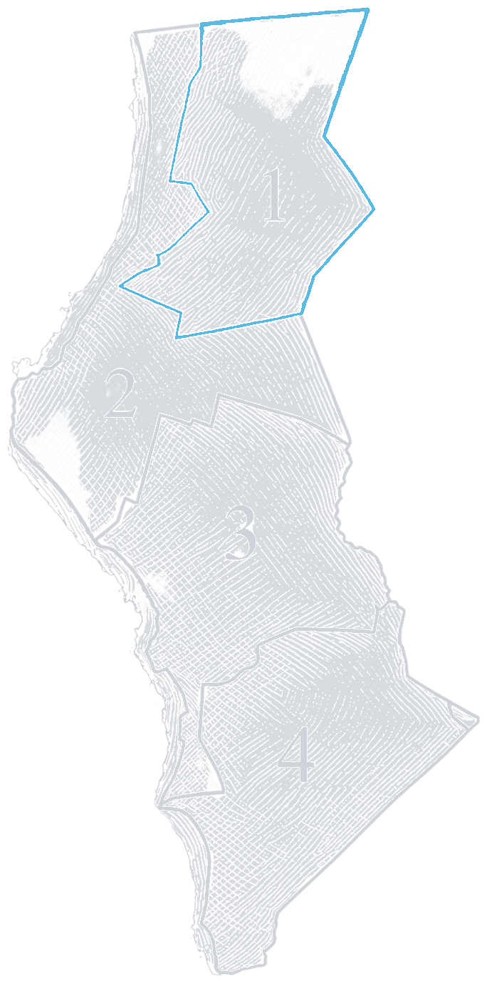 East Providence ward map with Ward&nbsp;1 outlined