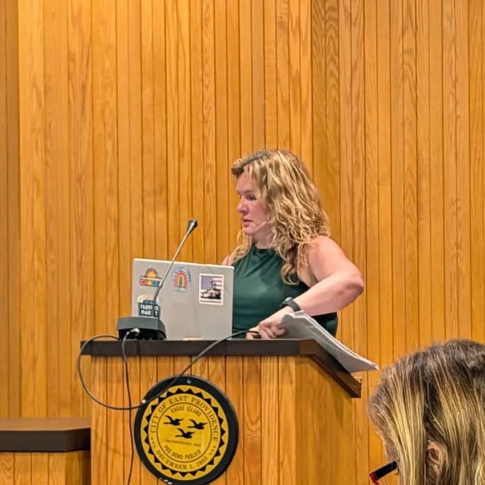 Bethany White speaking at an East Providence City Council meeting