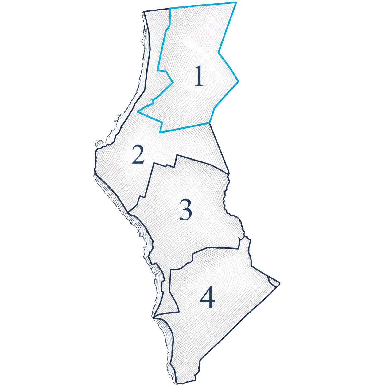 East Providence ward map with Ward 1 highlighted